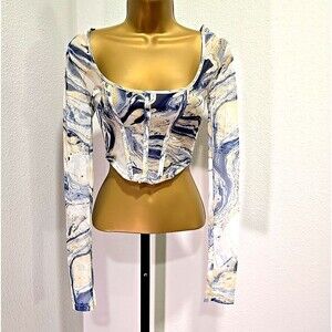 Anitstar Mesh Watercolor Crop Top Womens Small Indie Boho Fairy Renfair Festival